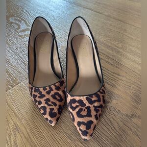 Franco Sarto Sz 6.5 Leather Animal Print Block Heel Pump “Callan2” ColorBlackTan